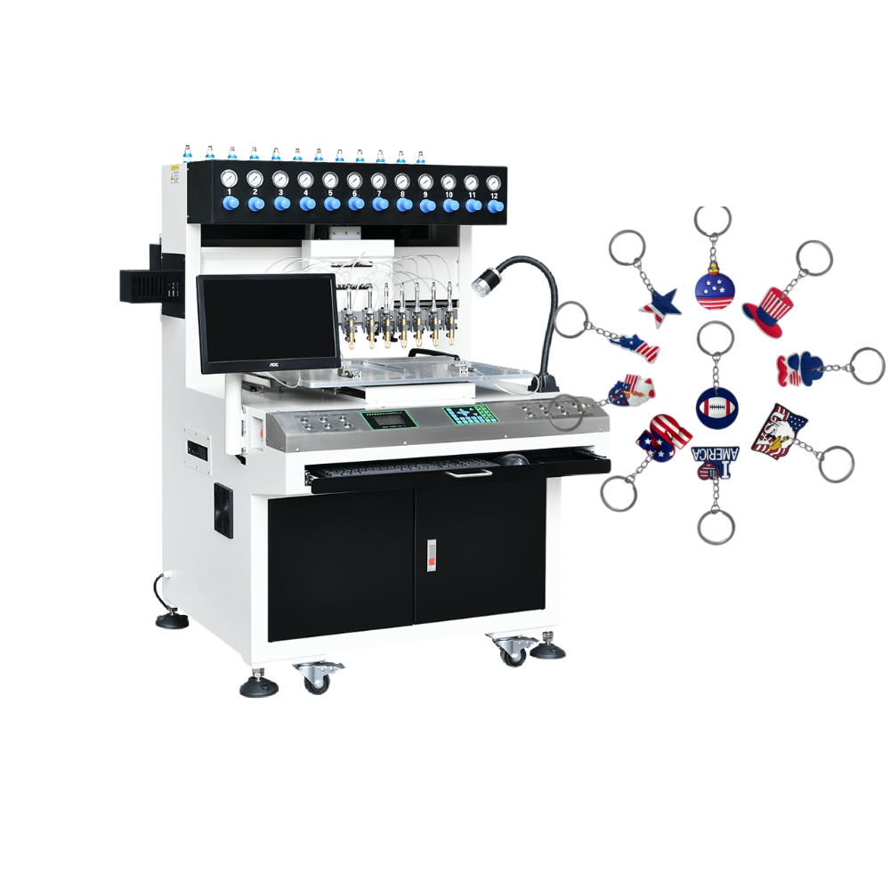 Happy Sunglasses Smiley Face rubber pvc Keychain filling machine